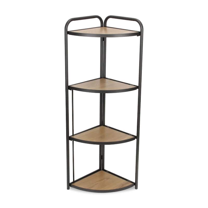 4 Tier Foldable Corner Shelf - 46.5" - Brown and Gray