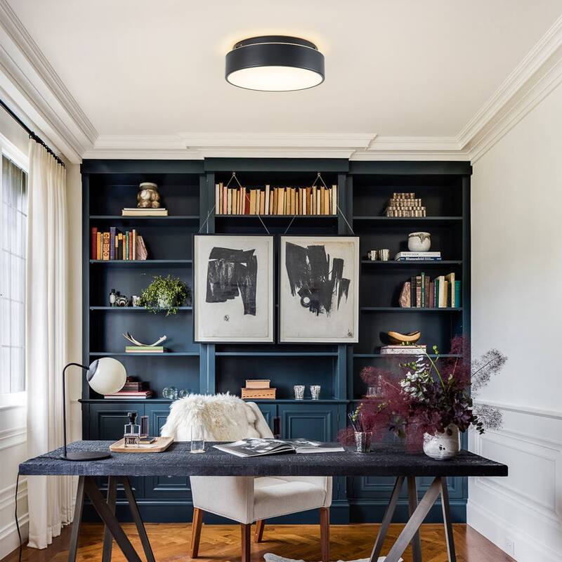 Dimmable LED Flush Mount Ceiling Light with 5-Color Temperature Selectable - 11.4 in W × 3.7 in H