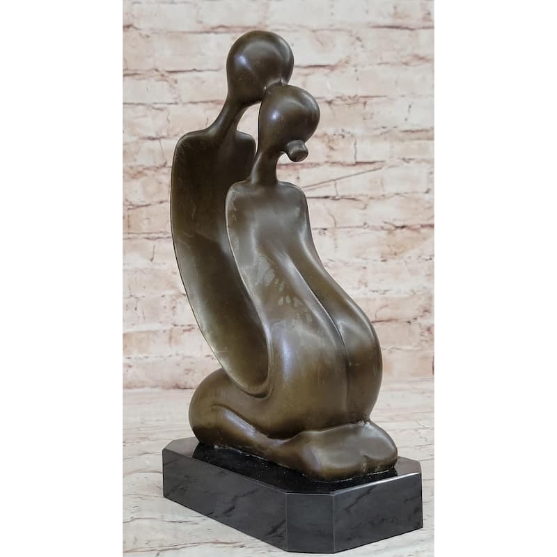Abstract Bronze Sculpture Of A Couple Kissing - Love Romance Original Art