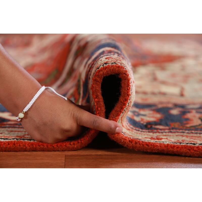 Hand Knotted Oriental 100% Wool Carpet Traditional Medallion Oranges & Rust Heriz (serapi) Area Rug - 11' 10'' X 9' 0''