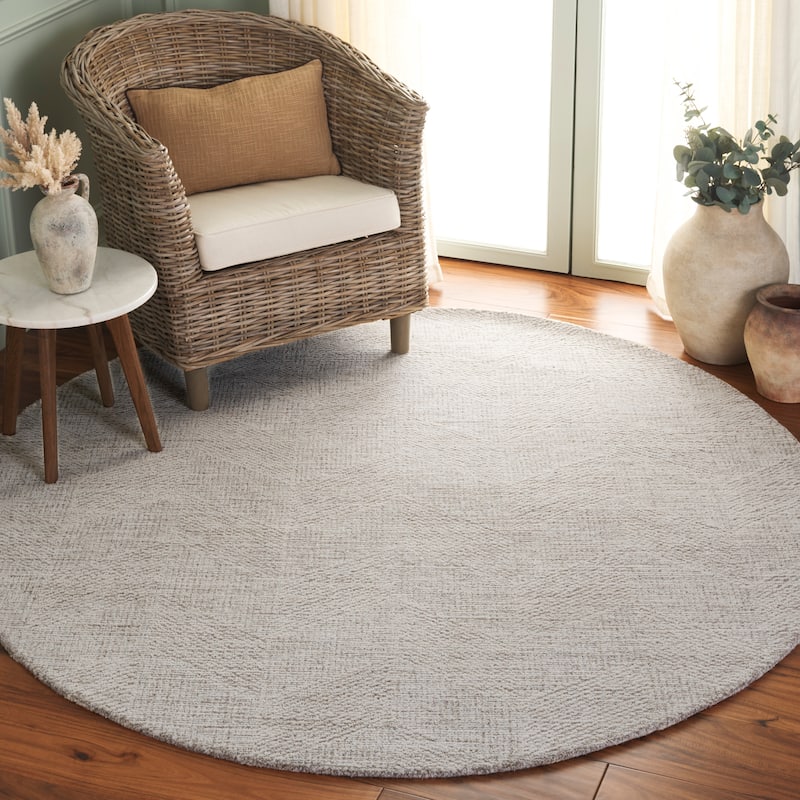 SAFAVIEH Handmade Abstract Arnþridur Contemporary Wool Rug - 6' Round - Natural/Ivory
