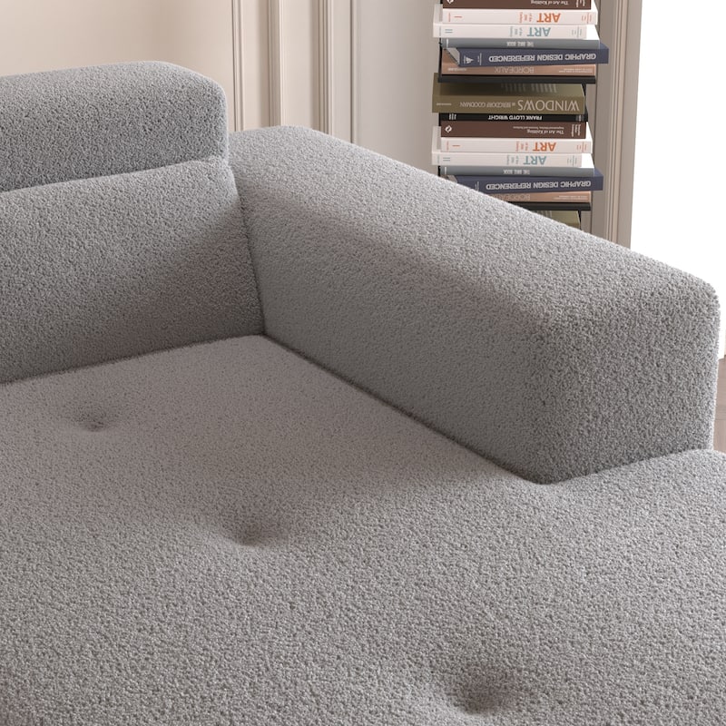 109" Teddy Fabric L-Shaped Sectional Sofa with Chaise, 3-Seater, No Assembly Required