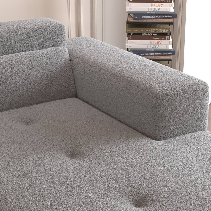 Christopher Knight Home - 109" Modern Modular Sectional Sofa, Teddy Fabric L-Shaped Couch with Chaise & Pillows