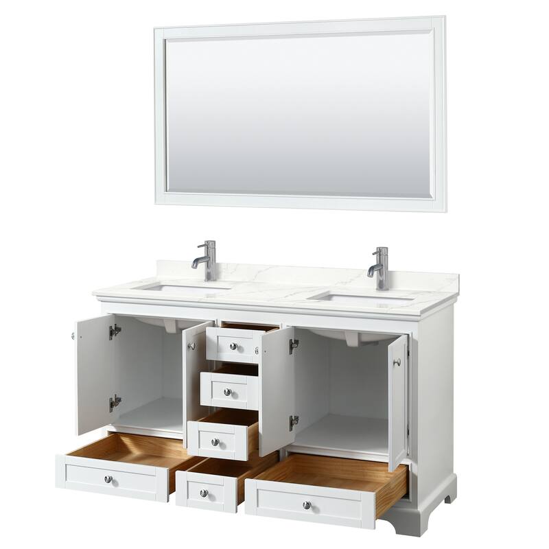 Deborah 60-inch Double Vanity, Quartz Top, 58-inch Mirror
