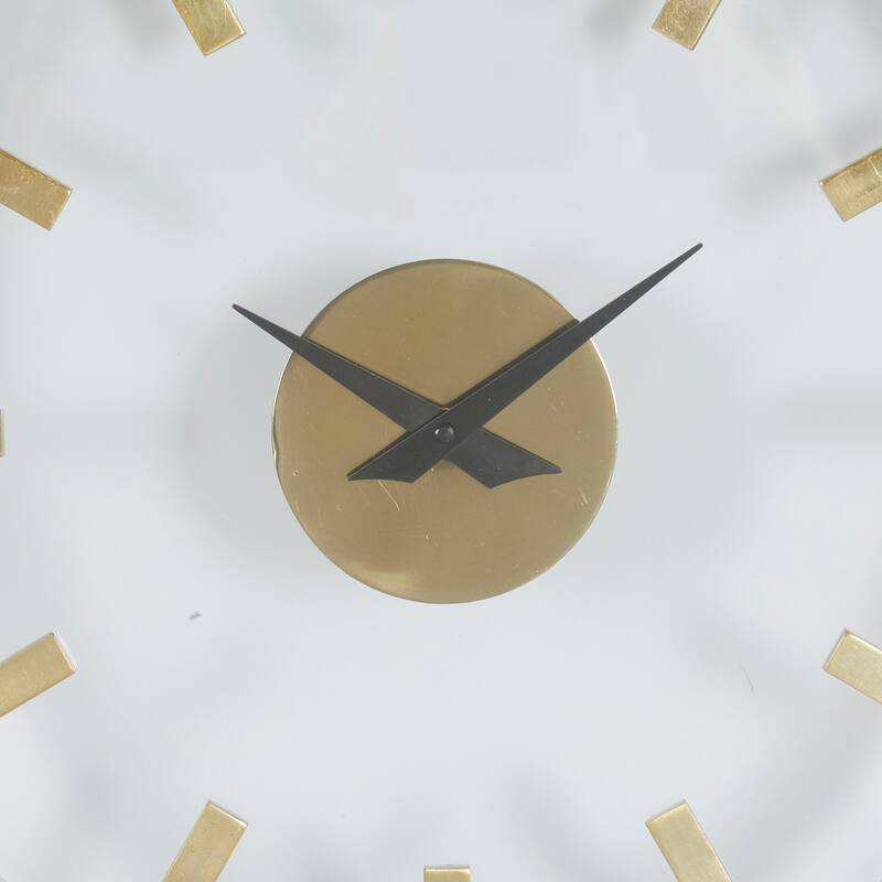 Aluminum Metal Wall Clock with Clear Face - Gold - Roche River Decor - 2"W x 14"L x 14"H