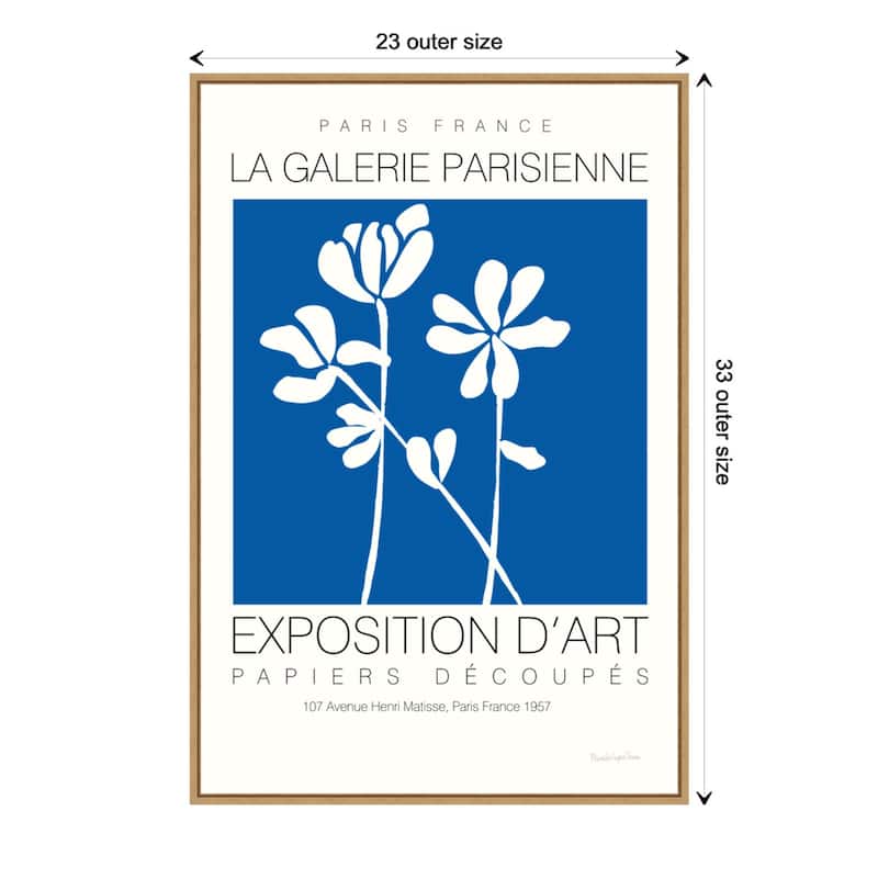 Fleurs de Matisse II by Mercedes Lopez Charro Framed Canvas Wall Art Print - Sylvie Maple - 23 x 33 in - Plastic - Natural