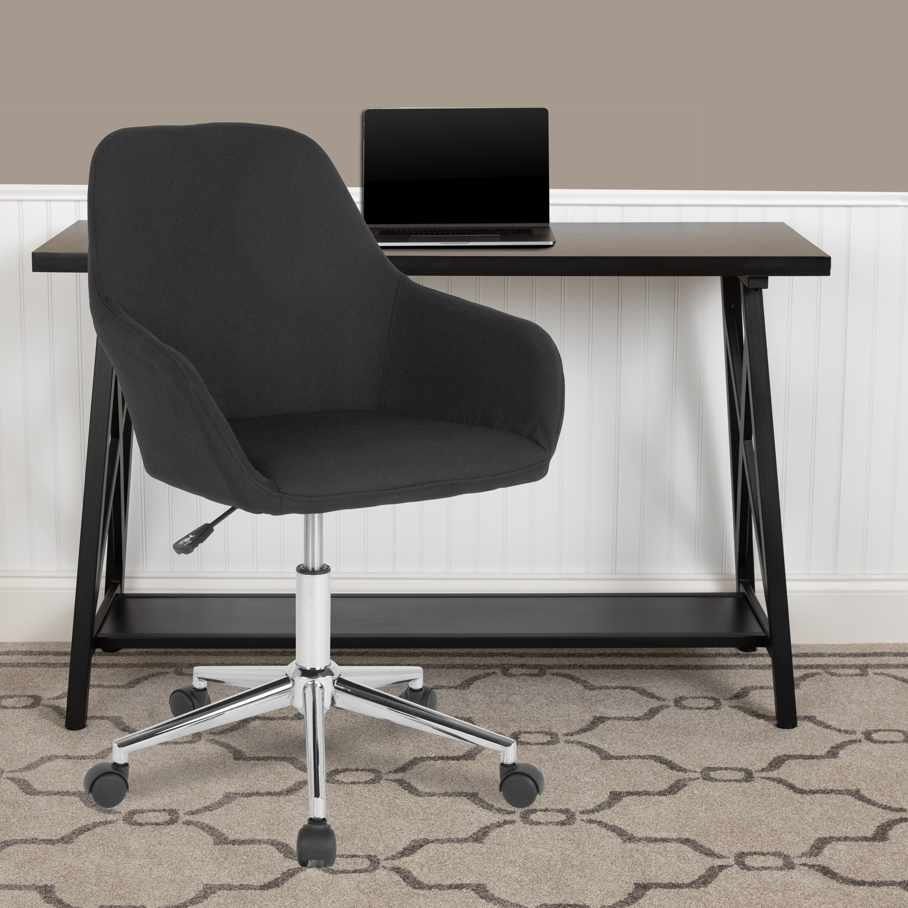 Home Office Mid Back LeatherSoft Upholstered Swivel Chair On