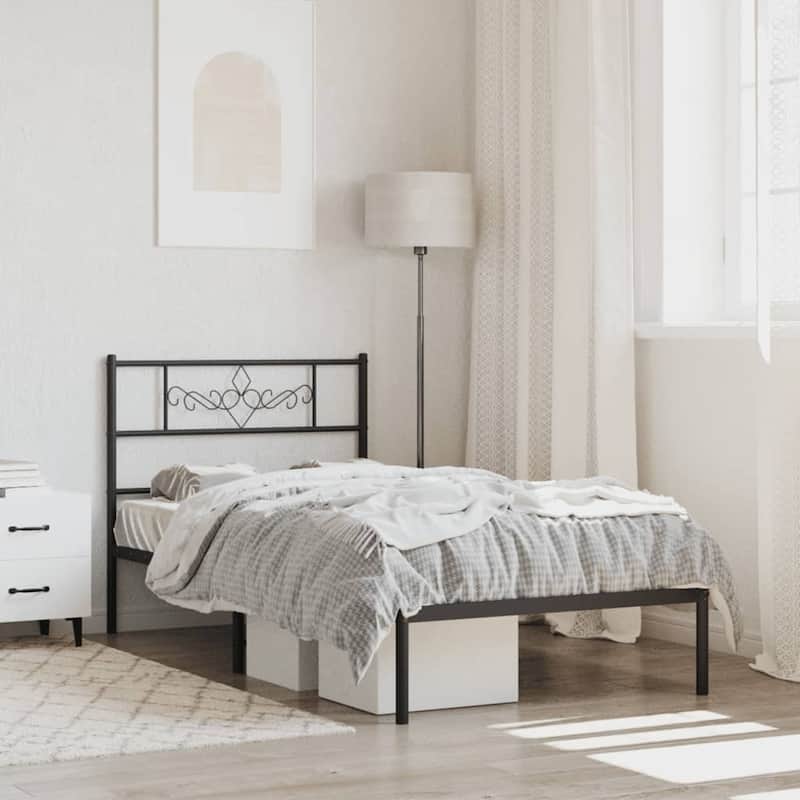 vidaXL 12 Inches Black Twin XL Metal Bed Frame No Mattress - 81.5" x 41.3" x 35.4"