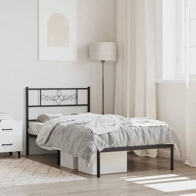 vidaXL 12 Inches Black Twin XL Metal Bed Frame No Mattress - 81.5" x 41.3" x 35.4"