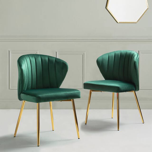 Milia Upholstered Premium Velvet Dining Chair (Set of 2) - GREEN