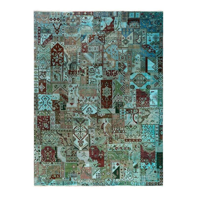 Ikat One-of-a-Kind Hand-Knotted Area Rug, Green - 8' 10" x 11' 10"