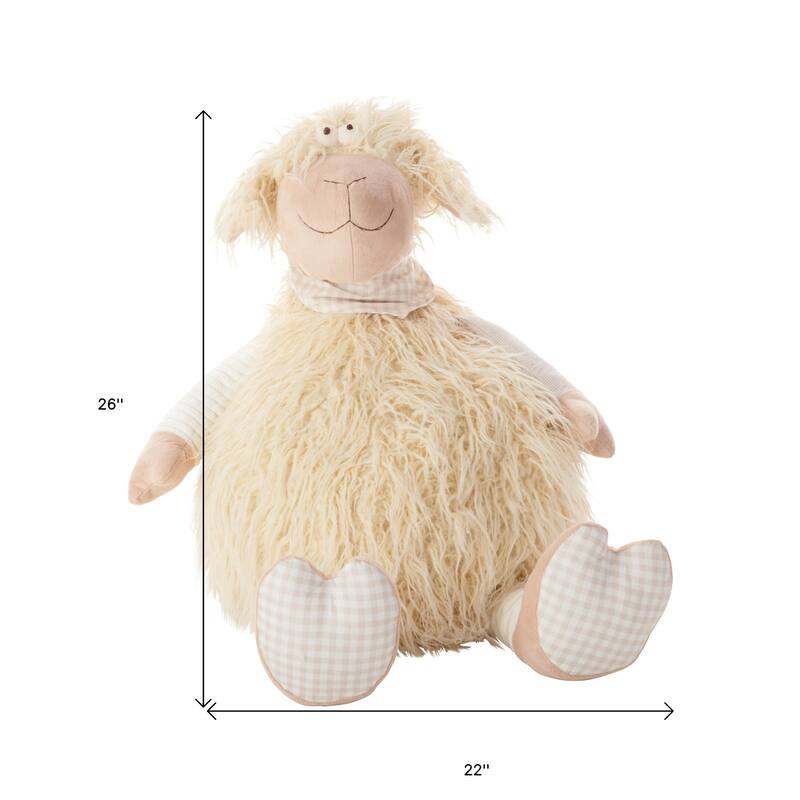 HomeRoots 22" X 26" Ivory Novelty Handmade Polyester Throw Pillow