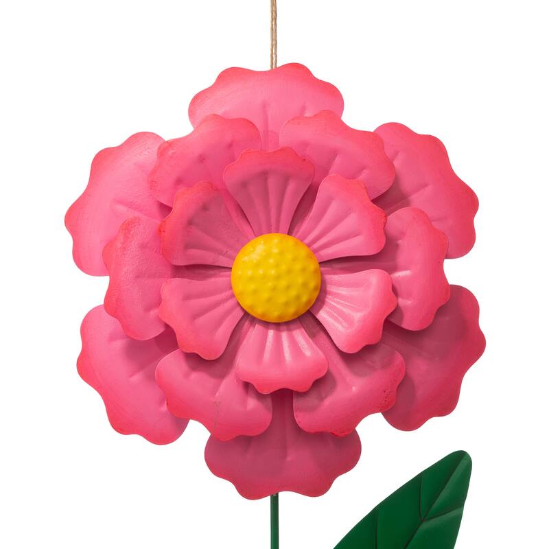 Glitzhome Metal Dimensional Flower Butterfly "Welcome" Birds Yard Stakes or Wall Decor (Set of 3)