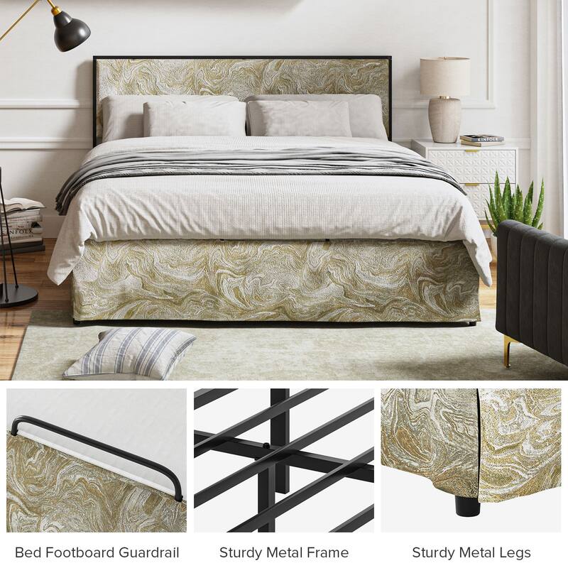 Oliver Modern Washable Slipcover Bed Upholstered Metal by HULALA HOME