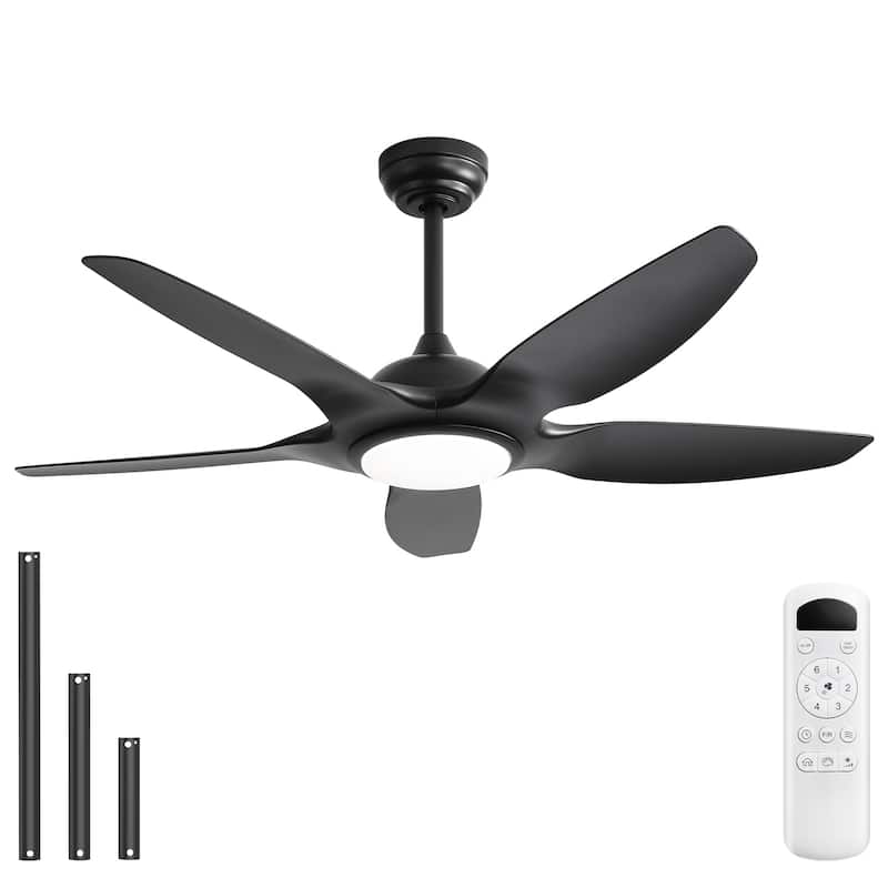 Sofucor 48 Inch Propeller Ceiling Fan with Light and Remote,Dimmable Memory LED - Quiet DC Motor,6 Speeds 5500CFM High Velocity - Black