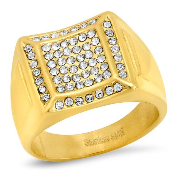 Stainless Steel Gold Ring With 3 Diamonds Stainless Steel Gold Ring With 3 Diamonds