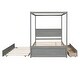 preview thumbnail 25 of 25, Wood Canopy Bed with Trundle Bed and two Drawers ,Full Size Canopy Platform bed With Support Slats, No Box Spring Needed