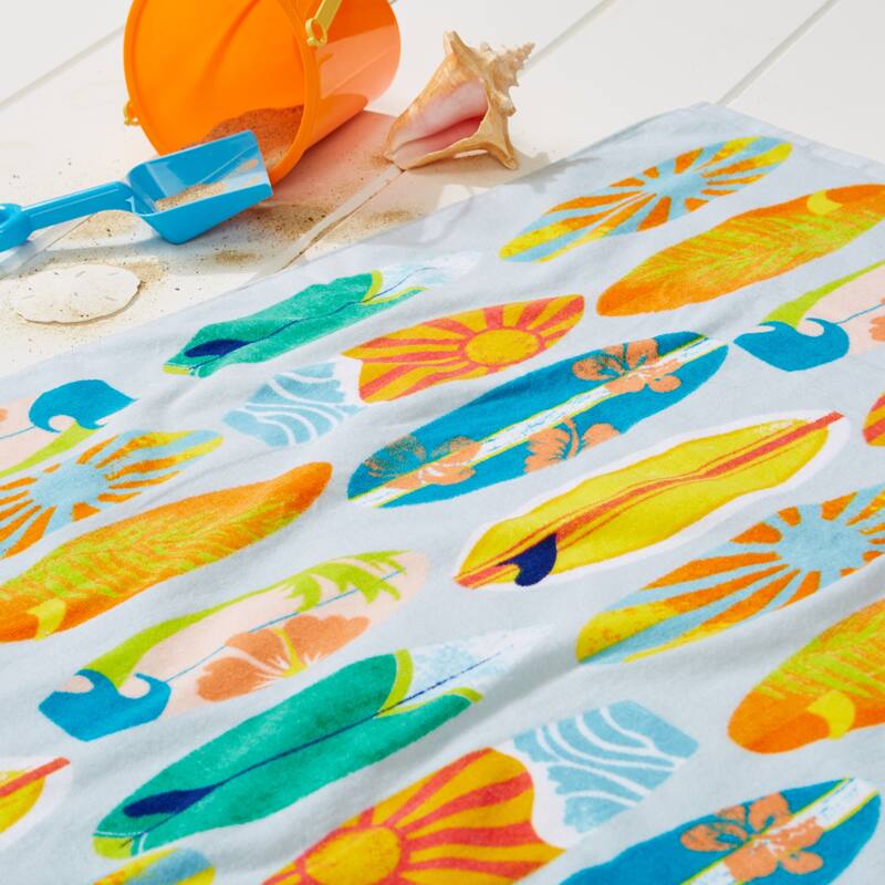 Linery & Co. 100% Cotton Printed Beach Towel for Kids, 30" x 60"