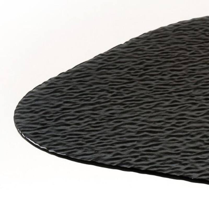 Cid Max Dining Table, Black Hammered Glass, Iron Frame, 79 Inch - Gray, Black