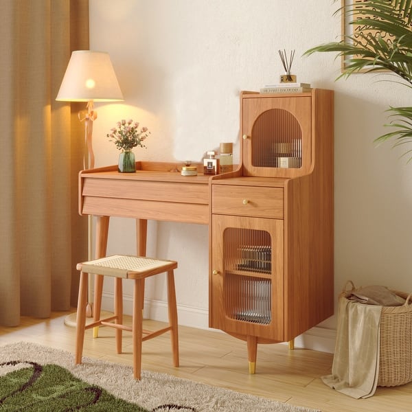 JASIWAY Modern Simple Makeup Vanity Dressing Table, Coffee - On Sale - Bed  Bath & Beyond - 38120723