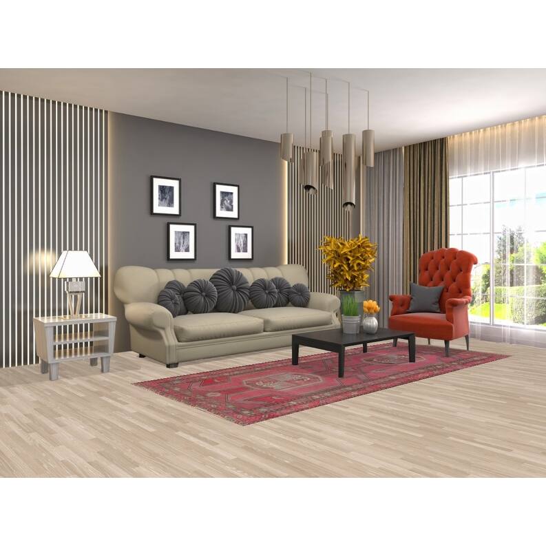 Hand Knotted Oriental 100% Wool Carpet Traditional Tribal Pink Meshkin Runner Rug - 9' 5'' X 3' 9''