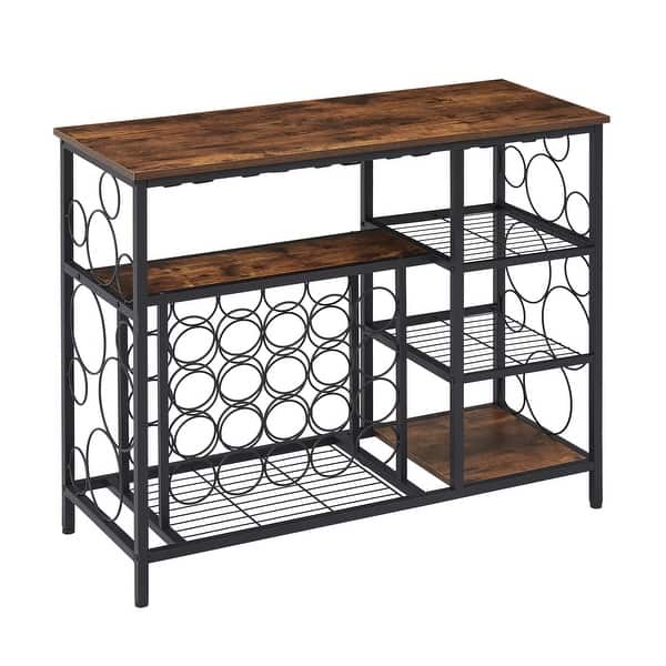 Kinbor Wine Rack Table w/ Glass Holder, Wine Bar Cabinent, Modern Wine