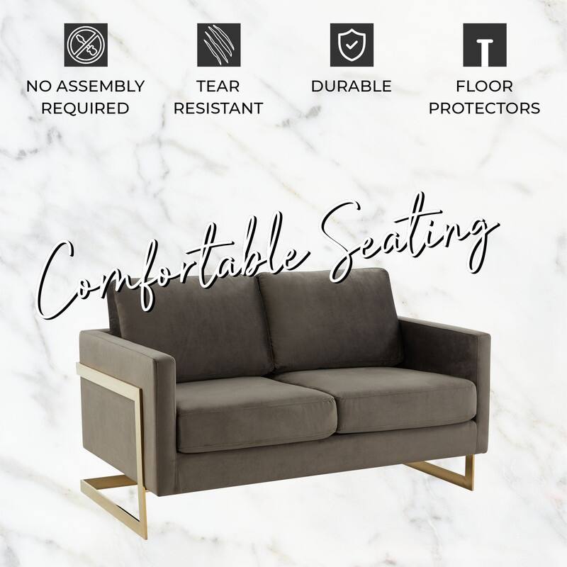 Lincoln Velvet 2-Seater Sofa with Foam Cushions Pocket Spring Stainless Steel Base Removable Cushion Fully Assembled