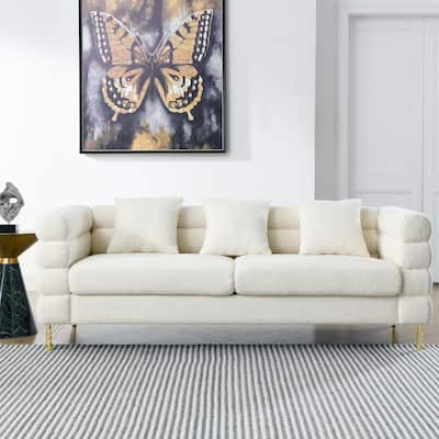 81 Inch Oversized 3 Seater Sectional Sofa, Living Room Comfort Fabric Sectional Sofa - Deep Seating Sectional Sofa, Soft Sitting