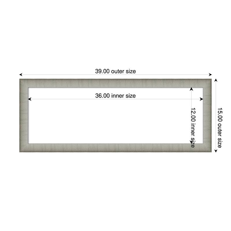 Amanti Art Elegant Brushed Bronze Narrow Framed Dry Erase Magnetic Board - 39 x 15 in - Elegant Brushed Pewter Narrow