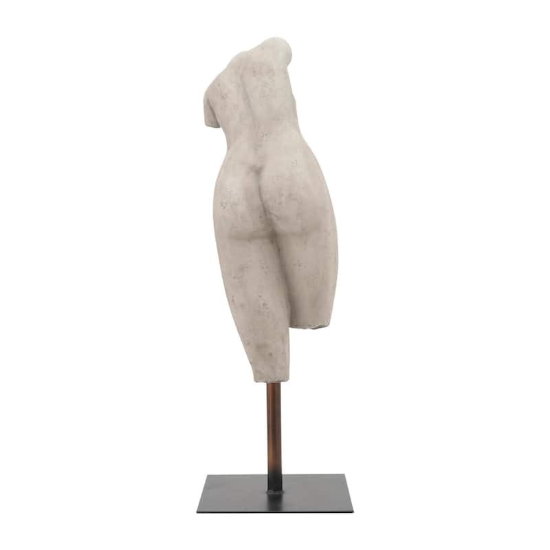 26" Torso Sculpture Contemporary Abstract Decorative Home Art Display on Stand Gray Polyresin Decor Statue for Home