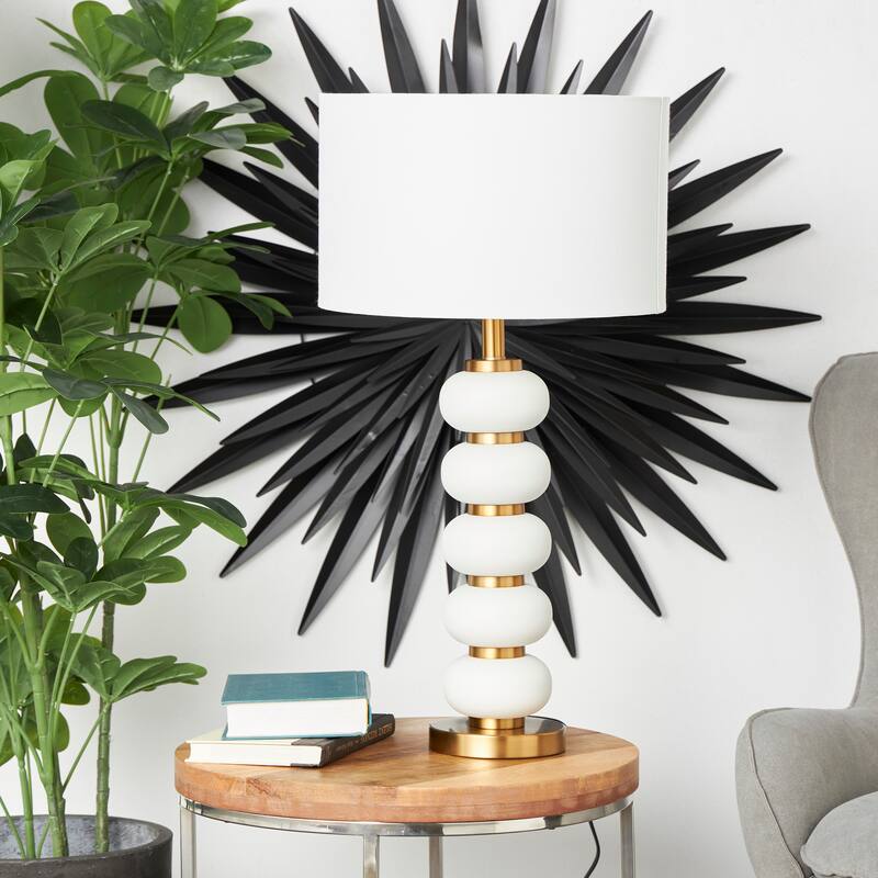 CosmoLiving by Cosmopolitan Metal Orbs Style Base Table Lamp with Drum Shade - Black or White