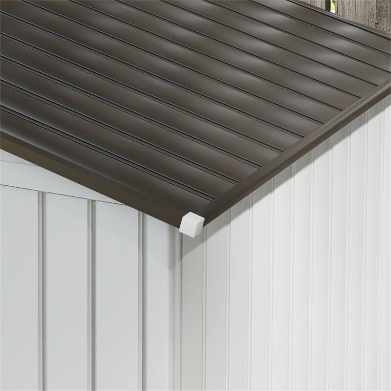 White Galvanized Steel Garden Storage Shed with Sloped Roof and Vents - 80.4" L x 46.8" W x 73.2" H