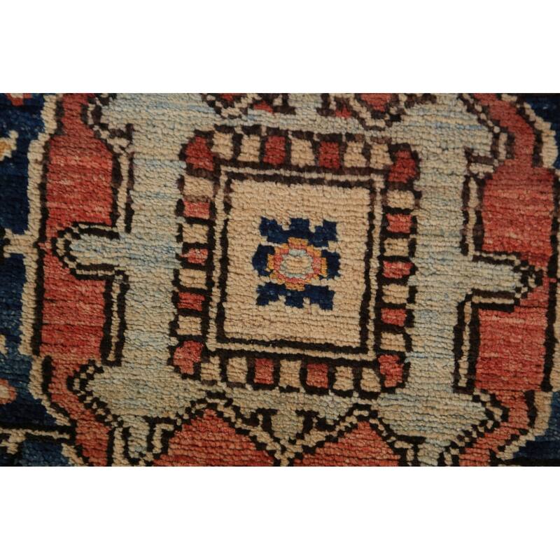 Orange Heriz Serapi Vegetable Dye Accent Rug Handmade Wool Carpet - 3'2"x 4'8"