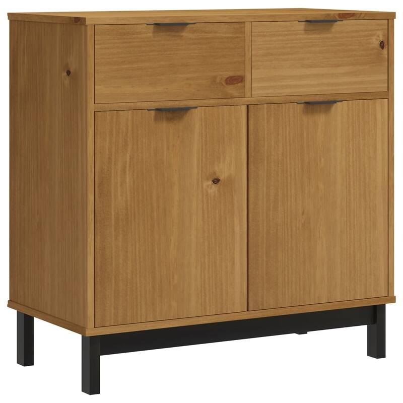 vidaXL Highboard with Glass Doors FLAM 31.5"x15.7"x70.9" Solid Wood Pine - 31.5" x 15.7" x 70.9"