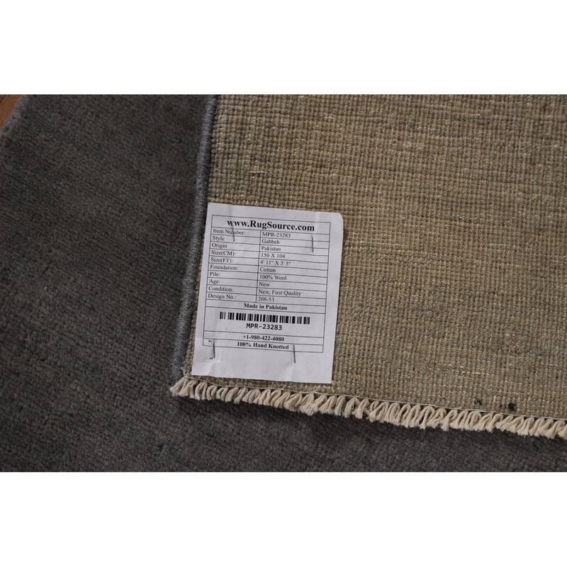 Gray Gabbeh Modern Rug Handmade Wool Carpet - 3'5" x 4'11"