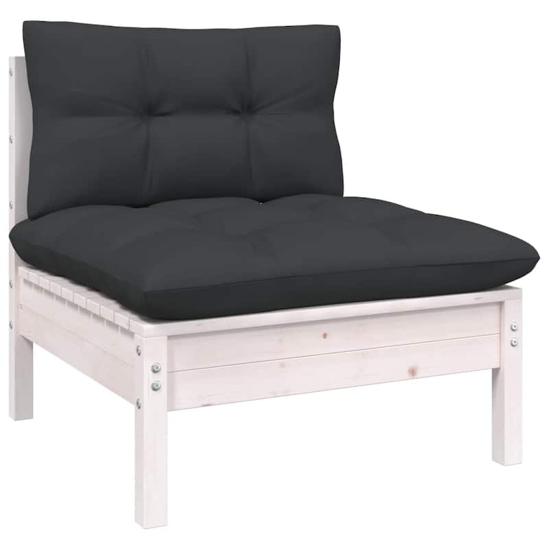 vidaXL Solid Pinewood Patio Lounge Set 10 Piece with Cushions Multi Colors