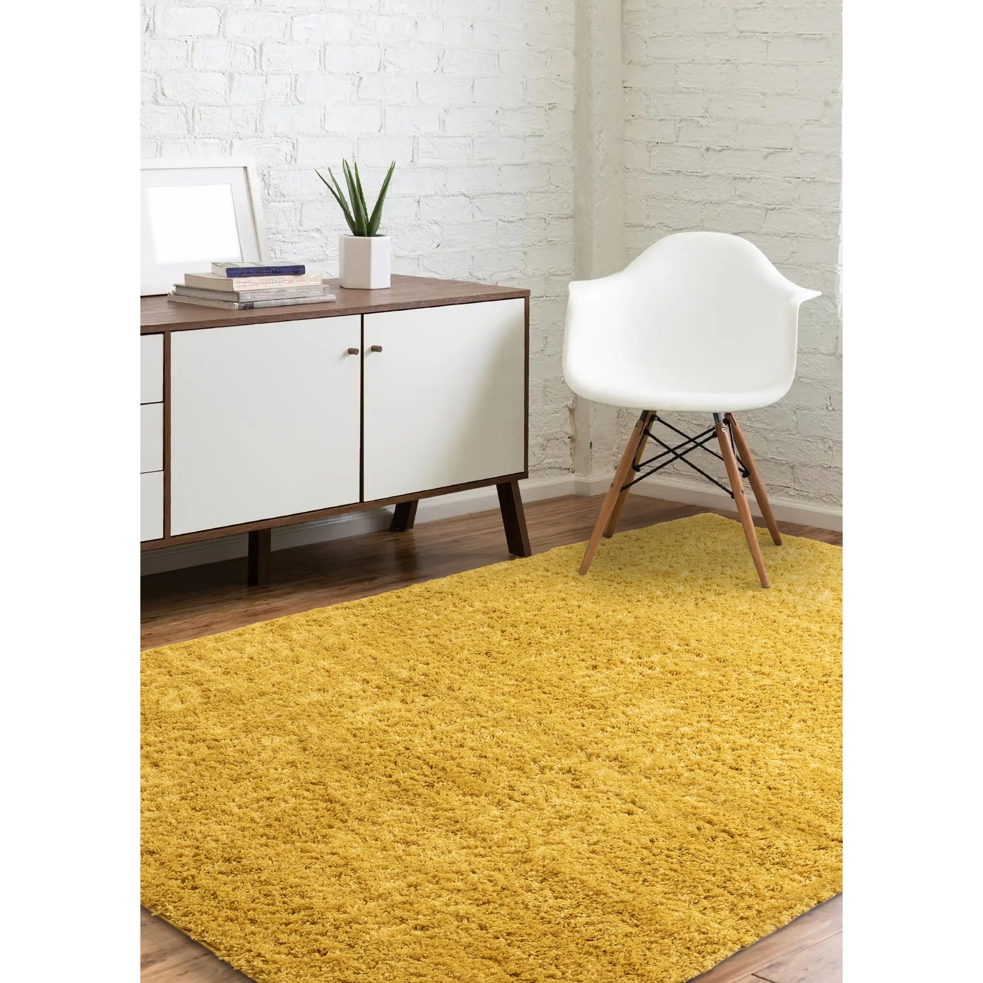 Taylor Collection - Plush Yellow Shag Area Rug - On Sale