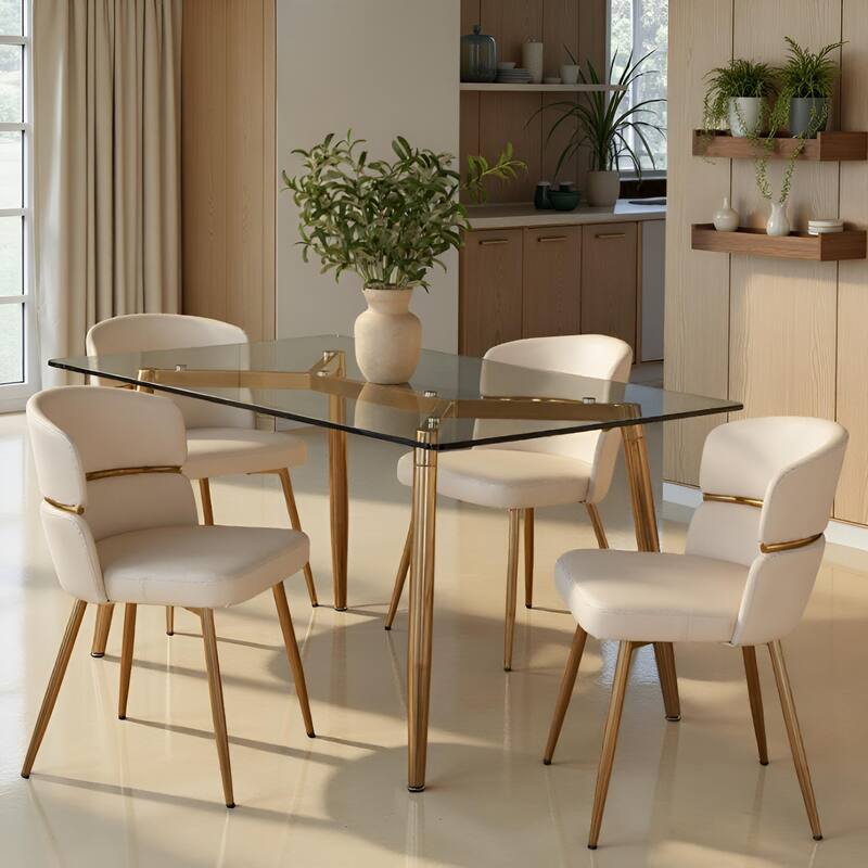 Clara Dinette Table in Gold Metal and Clear Glass - Gold Metal/Clear Glass