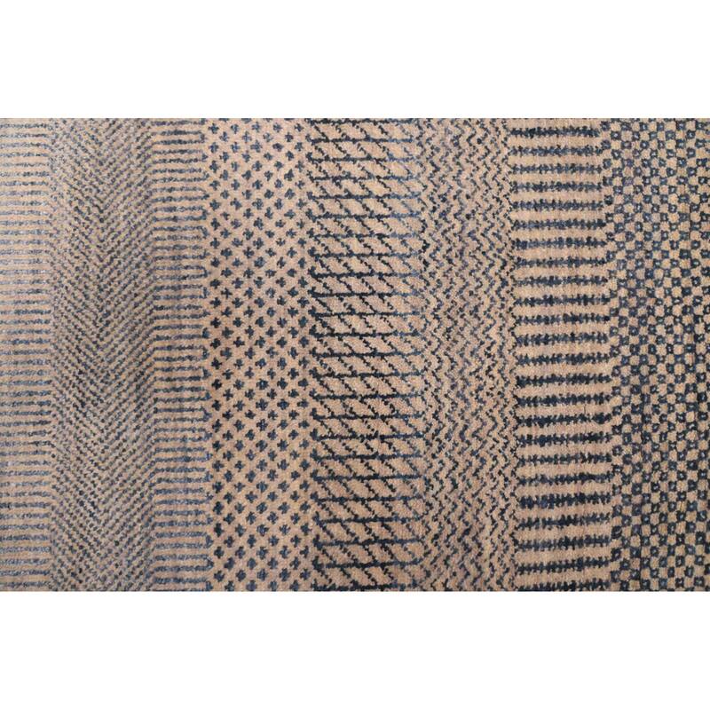ECARPETGALLERY Hand-knotted Finest Silk Shadow Navy, Taupe Silk, Wool Rug - 8'2 x 10'3