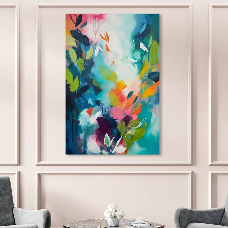 Wynwood Studio Abstract After Butterflies Flight Blue and Teal Modern & Contemporary Wall Art Canvas Print - 54 x 36