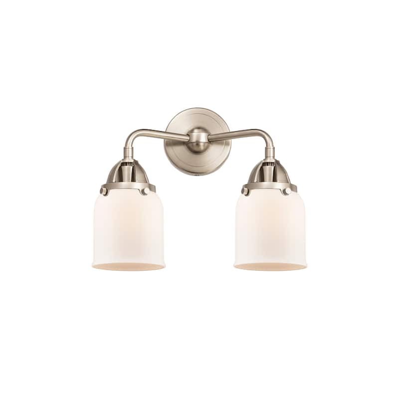 Innovations Lighting Nouveau 2 Bell - 2 Light 13" Bath Vanity Light - Matte White/Brushed Satin Nickel