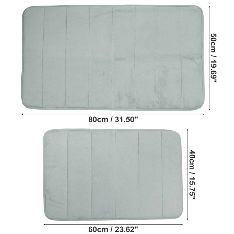 2 Pcs Memory Foam Bathroom Mat Non Slip Soft Bath Mats Rugs, Machine Washable