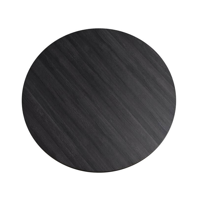 Elegant 5pc Dining Set Round Table and Upholstered Chairs Gray Finish