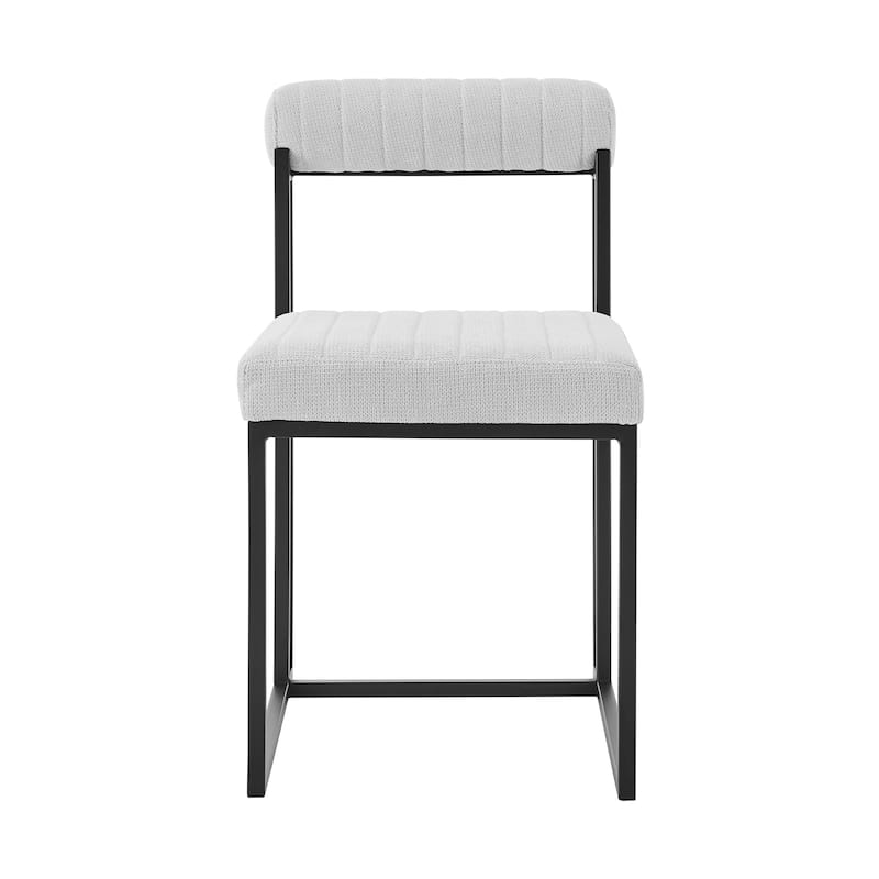 HomeRoots Set of Two Gray And Black Upholstered Polyester Open Back Dining Side Chairs