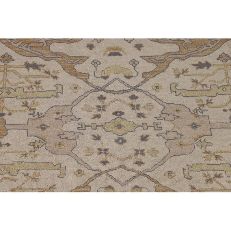 Beige Oushak Oriental Area Rug Handmade Oriental Wool Carpet - 8'1"x 9'10"