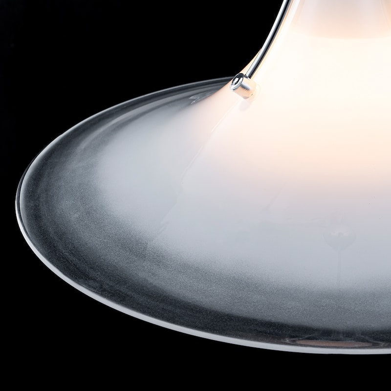 Chrome Trumpet Clear Glass Pendant Light Modern Hanging Fixture - Dia.15.55-in