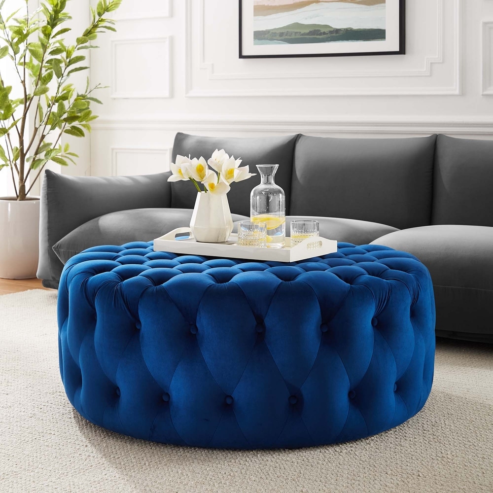 Orla round shop tufted ottoman
