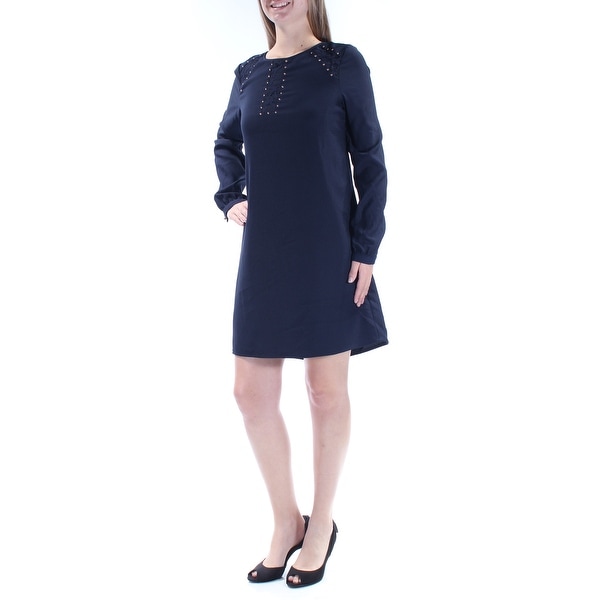 Shop Jessica Simpson Womens Navy Embellished Lace Long Sleeve Jewel