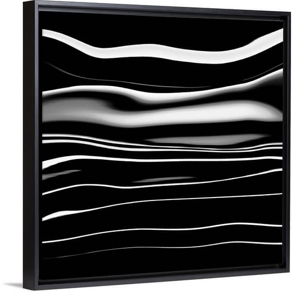 Shop Black And White Wavey Abstract Ii Black Float Frame Canvas