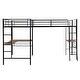 preview thumbnail 6 of 7, Twin Size L-Shaped Metal Loft Bed with Two Built-in Desks and Ladder , Black